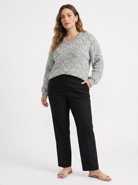 Leo Chevalier Grey Knit Sweater Size 2XL Chevron V-Neck Pullover Casual Sweater